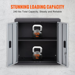 VEVOR Foldable Wall Cabinet, Metal Garage Locker Mounted 26" Small Tool Chest 240 LBS Loading Capacity Adjustable Shelf