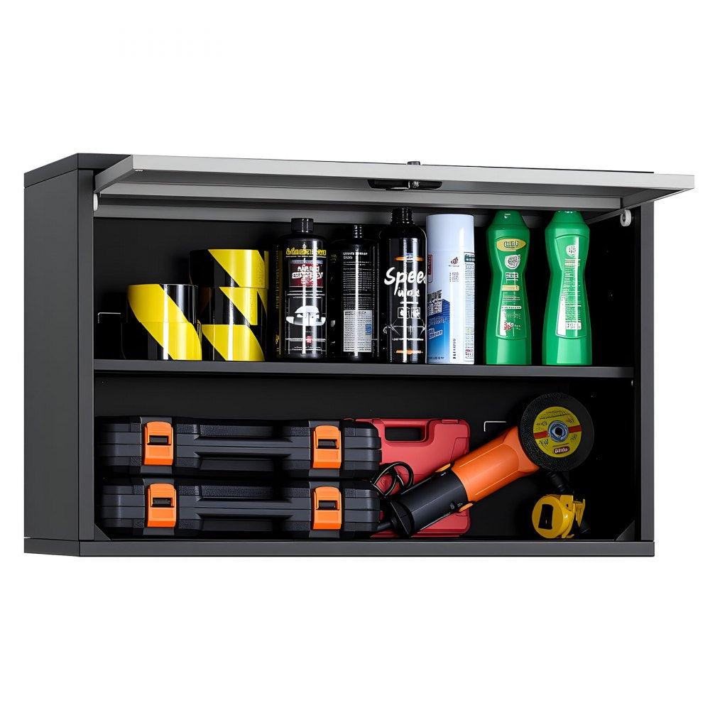 VEVOR Metal Wall Cabinet, 27.56W x 12.01D x 19.69H Inch, Floating Garage Tool Cabinet with Up-Flip Door and Shelf, 240