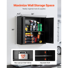 VEVOR Metal Wall Cabinet, 30W x 12.2D x 30H Inch, Steel Floating Hanging Storage Cabinet with Locking Doors and