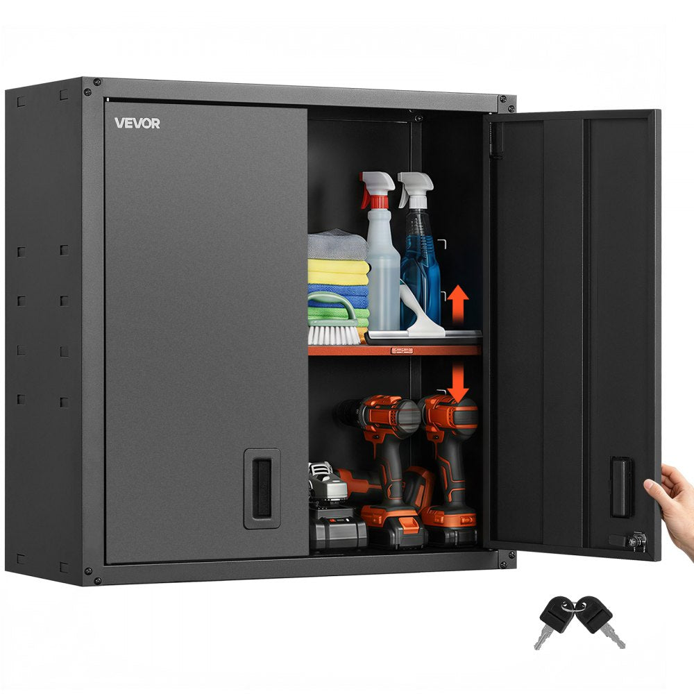 VEVOR Metal Wall Cabinet, 30W x 12.2D x 30H Inch, Steel Floating Hanging Storage Cabinet with Locking Doors and