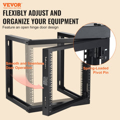 VEVOR 9U Wall Mount Rack, 150 lbs/68.04 kg Max Load Capacity, Open Frame Server Network Rack with Cage Nuts Screws