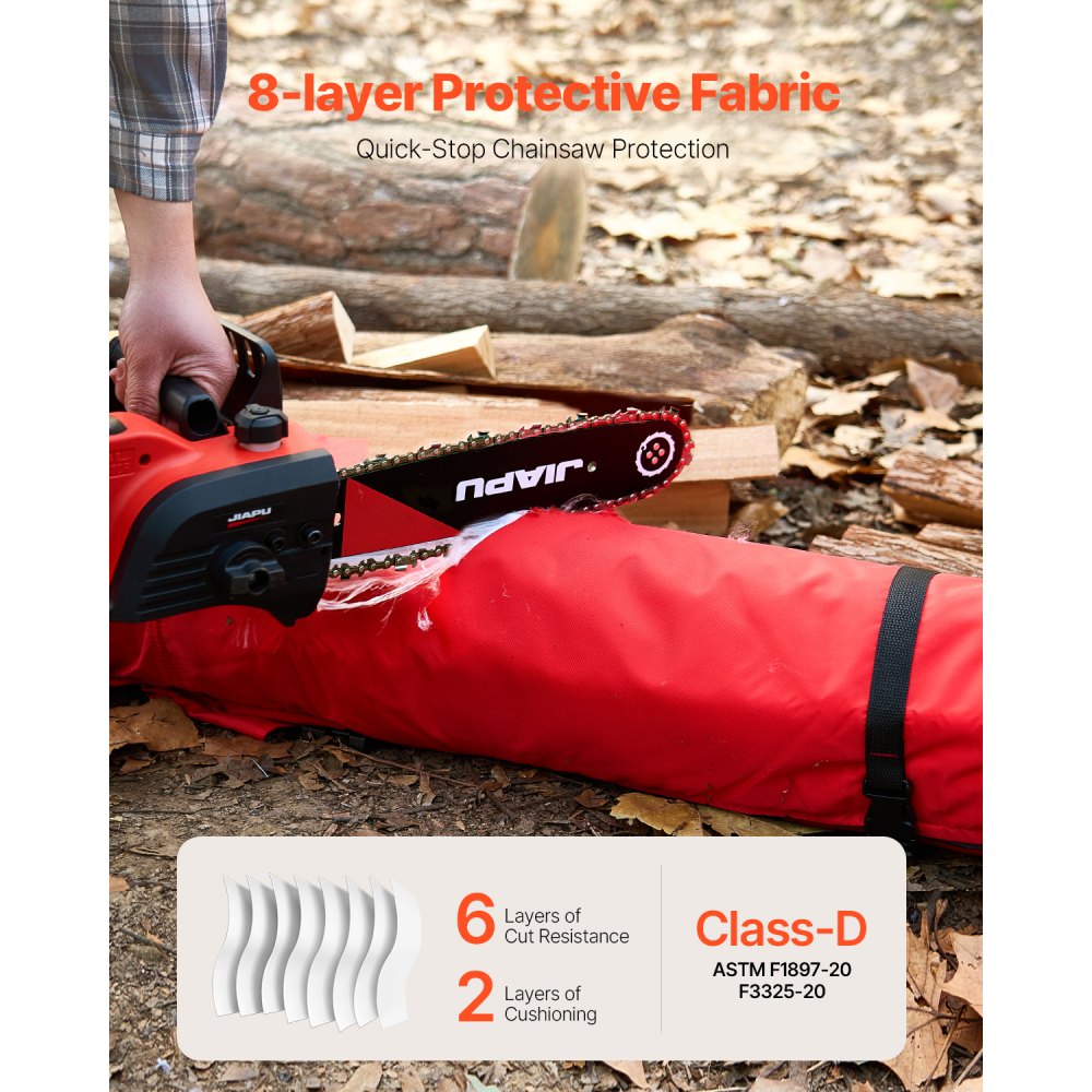 VEVOR Chainsaw Chaps Wrap, Class D, 8 Layers Wrap Style Chainsaw Pants with Adjustable Belt & Gear Pocket, Chain Saw