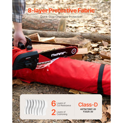 VEVOR Chainsaw Chaps Wrap, Class D, 8 Layers Wrap Style Chainsaw Pants with Adjustable Belt & Gear Pocket, Chain Saw