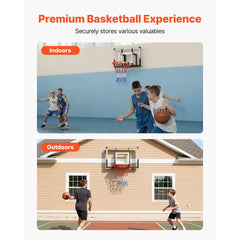 VEVOR Wall Mount Basketball Hoop, 44-inch PC Backboard Mounted Basketball Hoop Outdoor with Solid Steel, 0.08 inch