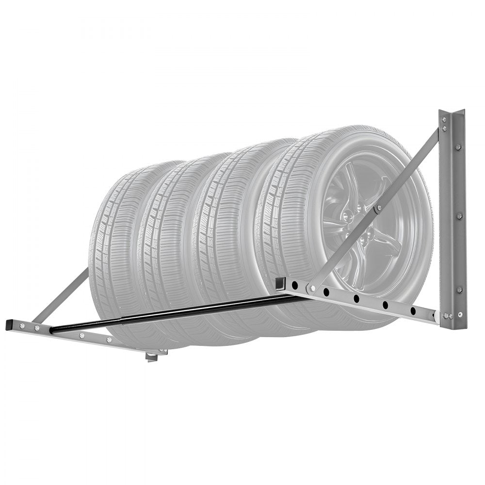 VEVOR Wall Mounted Folding Tire Rack, 32" - 48" Adjustable Tire Rack, Q235 Heavy-Duty Steel Tire Storage Rack for