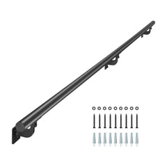 VEVOR Wall Mounted Stair Handrail, 7ft Pipe Staircase Handrail, Black Galvanized Aluminum, 1.26 inch Pipe Diameter
