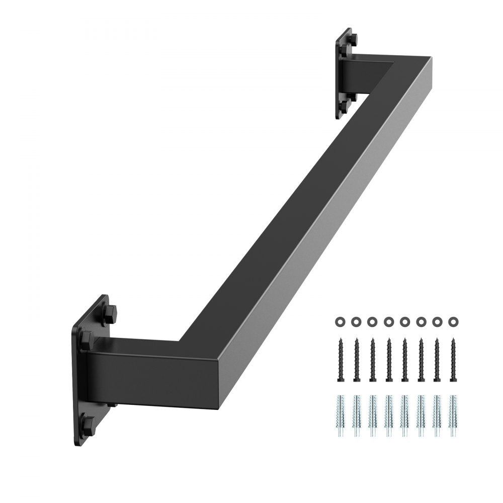 VEVOR Wall Mounted Stair Handrail, 4ft Black Iron Staircase Handrail Indoor, 250lbs Load Capacity, Industrial Railing