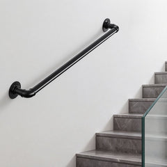 VEVOR Wall-Mounted Stair Handrail, 3 ft 440 lbs Load Black Metal Railing, for Indoor Steps, Loft, Porch & Hallways