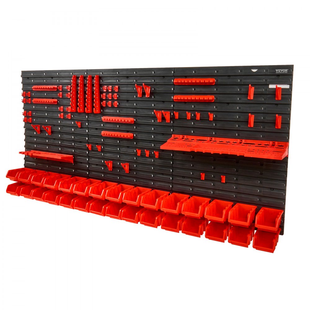VEVOR Wall Mounted Storage Bins, 30-Bin Parts Rack Organizer Garage Plastic Shop Tool with Wall Panels/Tool