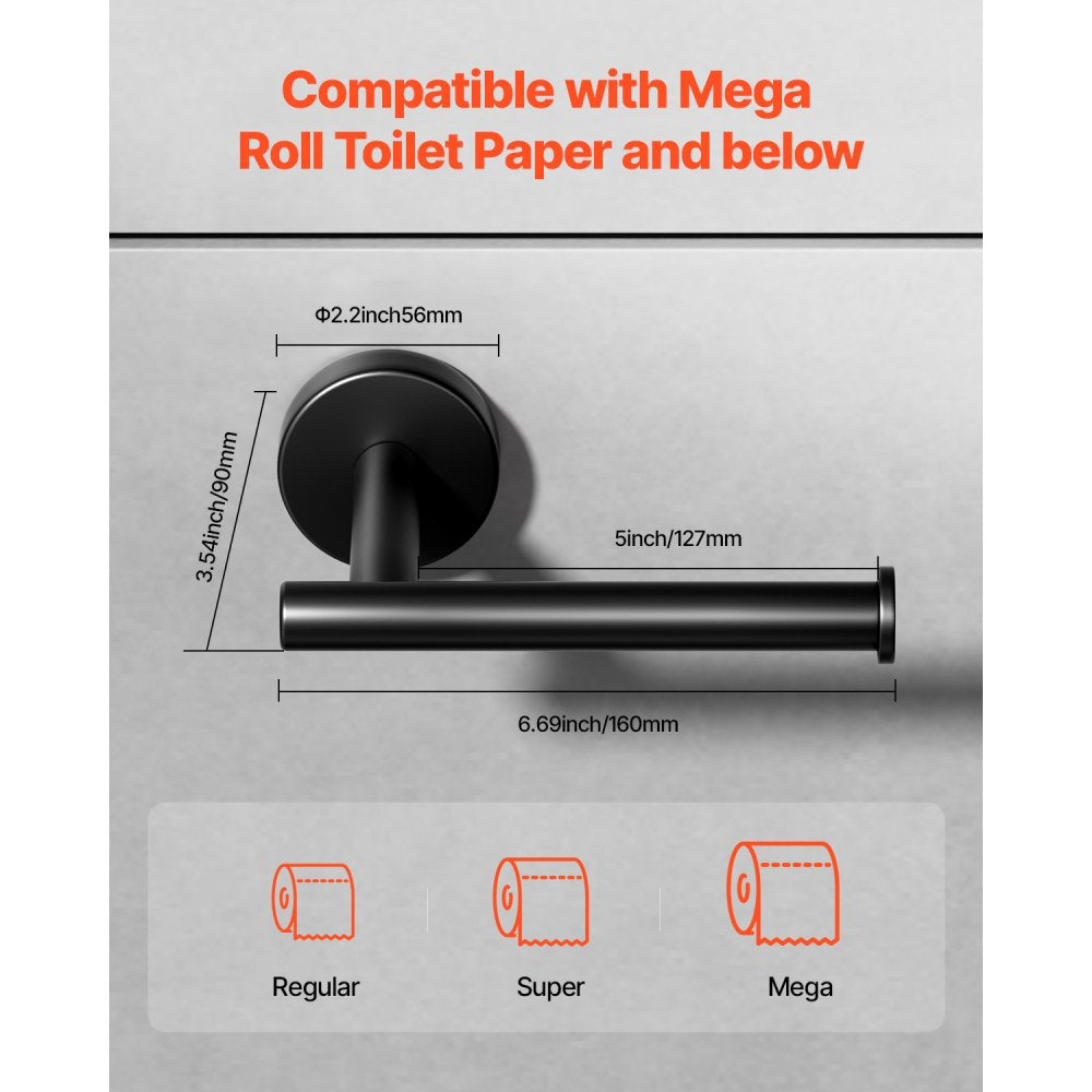 VEVOR Toilet Paper Holder, Fits Mega Rolls Size, Premium Stainless Steel Rustproof Material, Wall Mounted with Screws