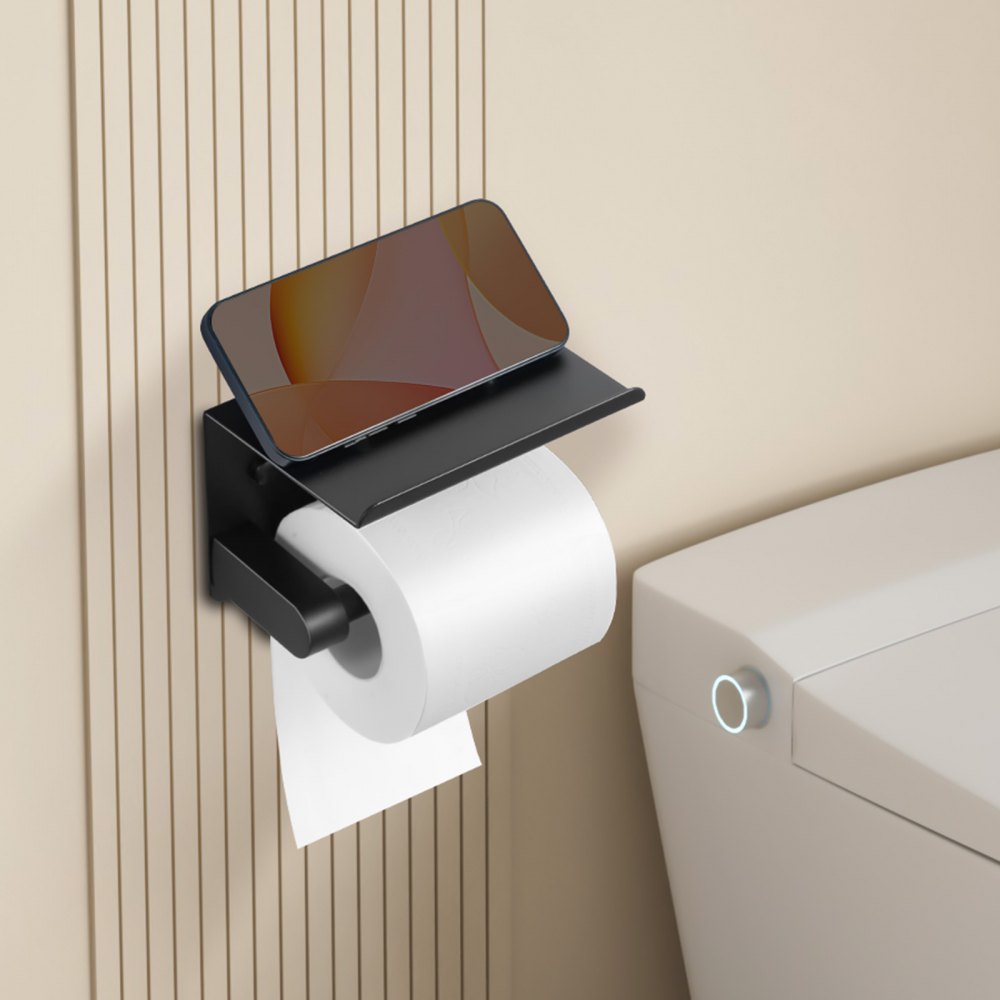 VEVOR Toilet Paper Holder with Shelf, Fits Mega Rolls Size, Stainless Steel Rustproof Material, Wall Mounted with