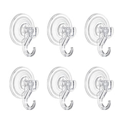 VEVOR Suction Cup Hooks 6 Pack, 2.76 x 3.54 x 1.57 inch, 10 LBS Max Load Clear Shower Suction Cups, Strong and Reusable