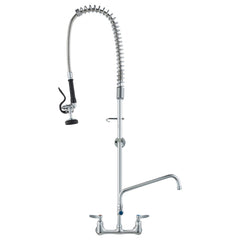 VEVOR Wall-Mounted Kitchen Faucet, 47" Tall, 8" Apart, with 12" Rotating Spout and Pre-Rinse Spray, Brass Build