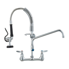 VEVOR Wall-Mounted Brass Kitchen Faucet, 21" Tall, 8" Installation Width, Includes 12" Rotating Spout and Pull-Down