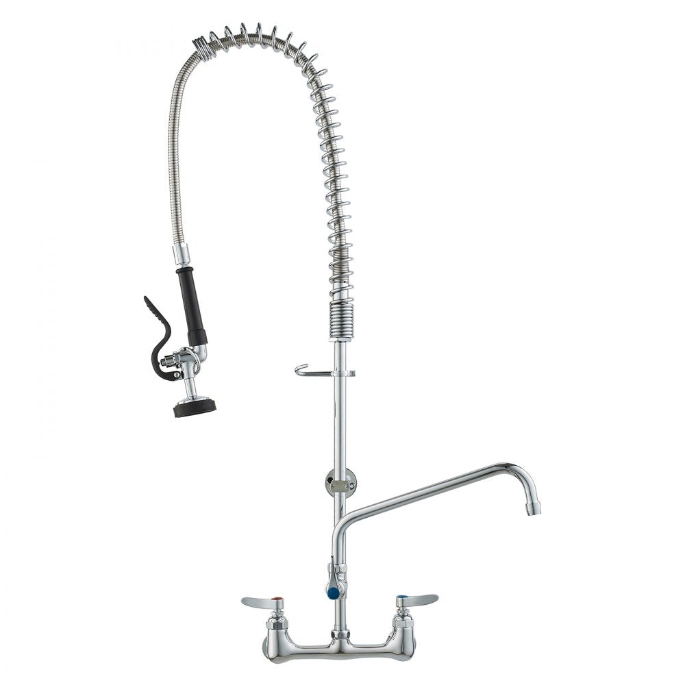 VEVOR Wall-Mounted Brass Kitchen Faucet, 36" Tall, 8" Installation Width, Includes 12" Rotating Spout and Pull-Down