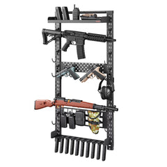VEVOR Gun Rack Wall Mount, Heavy Duty Steel, Indoor Rifle Shotgun Rack with Magazine Holder, MOLLE Panel, Gun