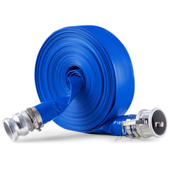 VEVOR Backwash Hose, 2 in x 100 ft, Blue High Quality PVC Hose, with Clamps, Camlock, Aluminum Fittings, Fit Various