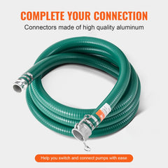VEVOR Suction Hose, 2 in x 20 ft, Green High Quality Hose, with Camlock Connectors, and Aluminum Fittings, Fit Various