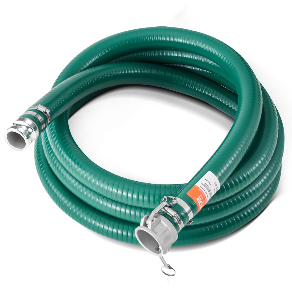 VEVOR Suction Hose, 2 in x 20 ft, Green High Quality Hose, with Camlock Connectors, and Aluminum Fittings, Fit Various
