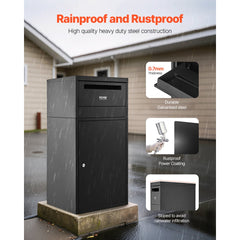 VEVOR Package Delivery Boxes for Outside, 35.8 in Mailbox for Parcel with Lock, Galvanized Steel Package Drop Box with