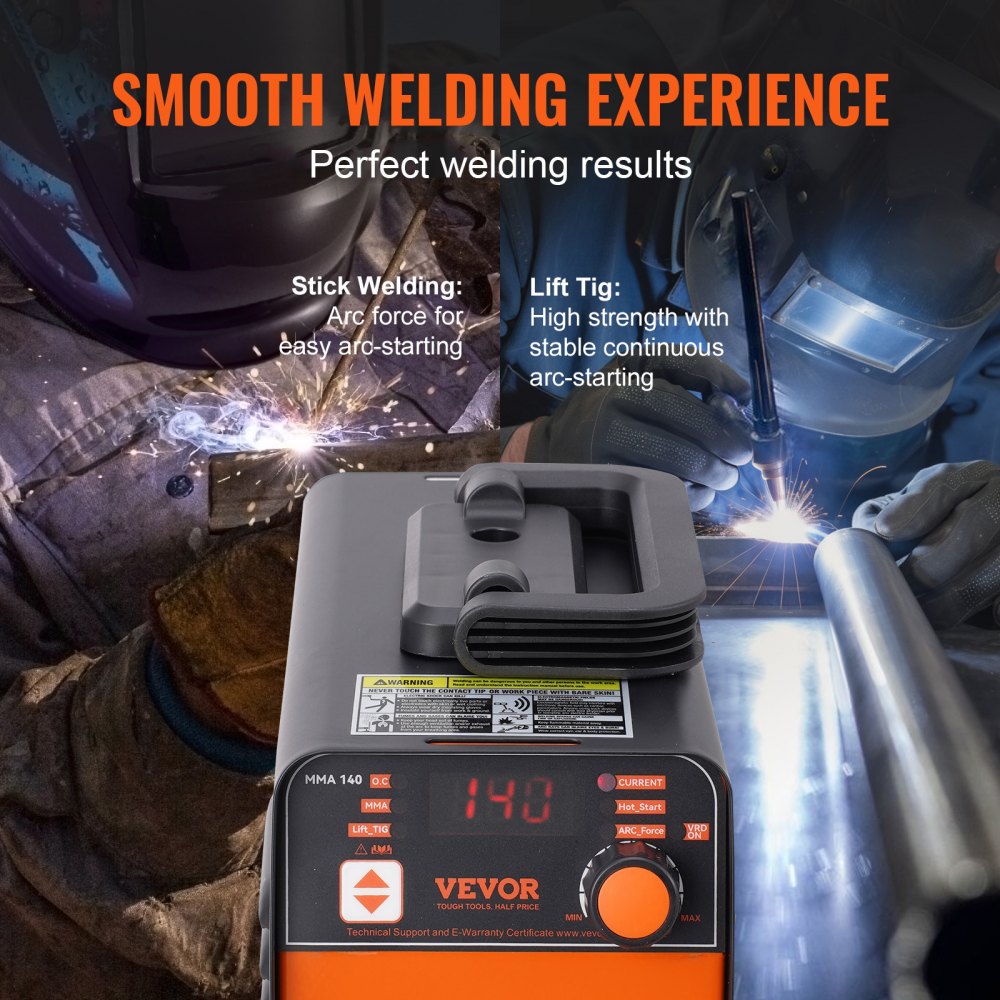 VEVOR Stick Welder, 140A ARC/Lift TIG 2-IN-1 Welding Machine with IGBT Inverter 110V Portable MMA Welder Machine with
