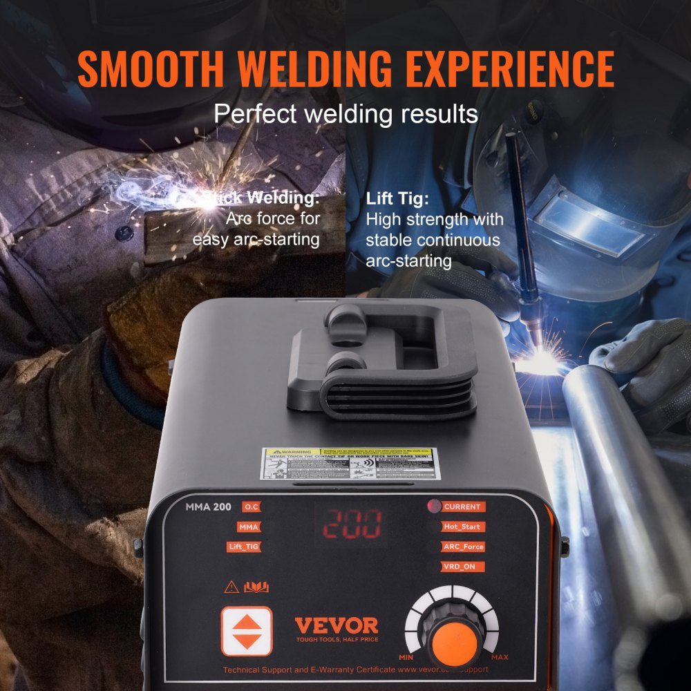 VEVOR Stick Welder, 200A ARC/Lift TIG 2-IN-1 Welding Machine with IGBT Inverter 110V/220V Portable MMA Welder Machine