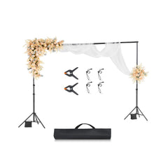 VEVOR Backdrop Stand, 10 x 10 ft Adjustable Photo Backdrop Stand Kit, Portable Background Backdrop Stand with 4