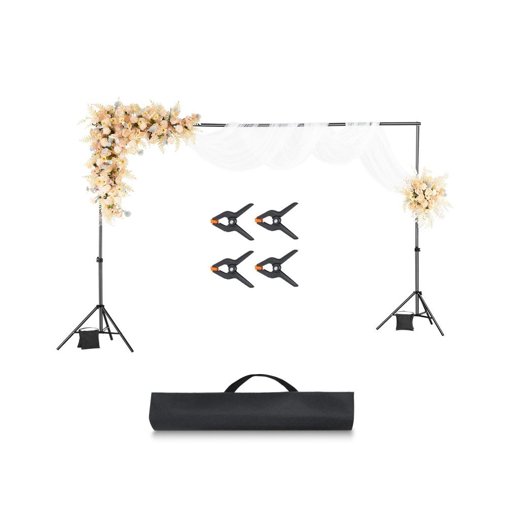 VEVOR Backdrop Stand, 6.5 x 10 ft Adjustable Photo Backdrop Stand Kit, Portable Background Backdrop Stand with 5