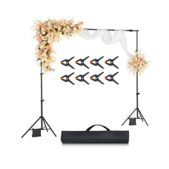 VEVOR Backdrop Stand, 7 x 10 ft Adjustable Photo Backdrop Stand Kit, Portable Background Backdrop Stand with 3