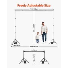 VEVOR Backdrop Stand, 8.5 x 10 ft Adjustable Photo Backdrop Stand Kit, Portable Background Backdrop Stand with 2