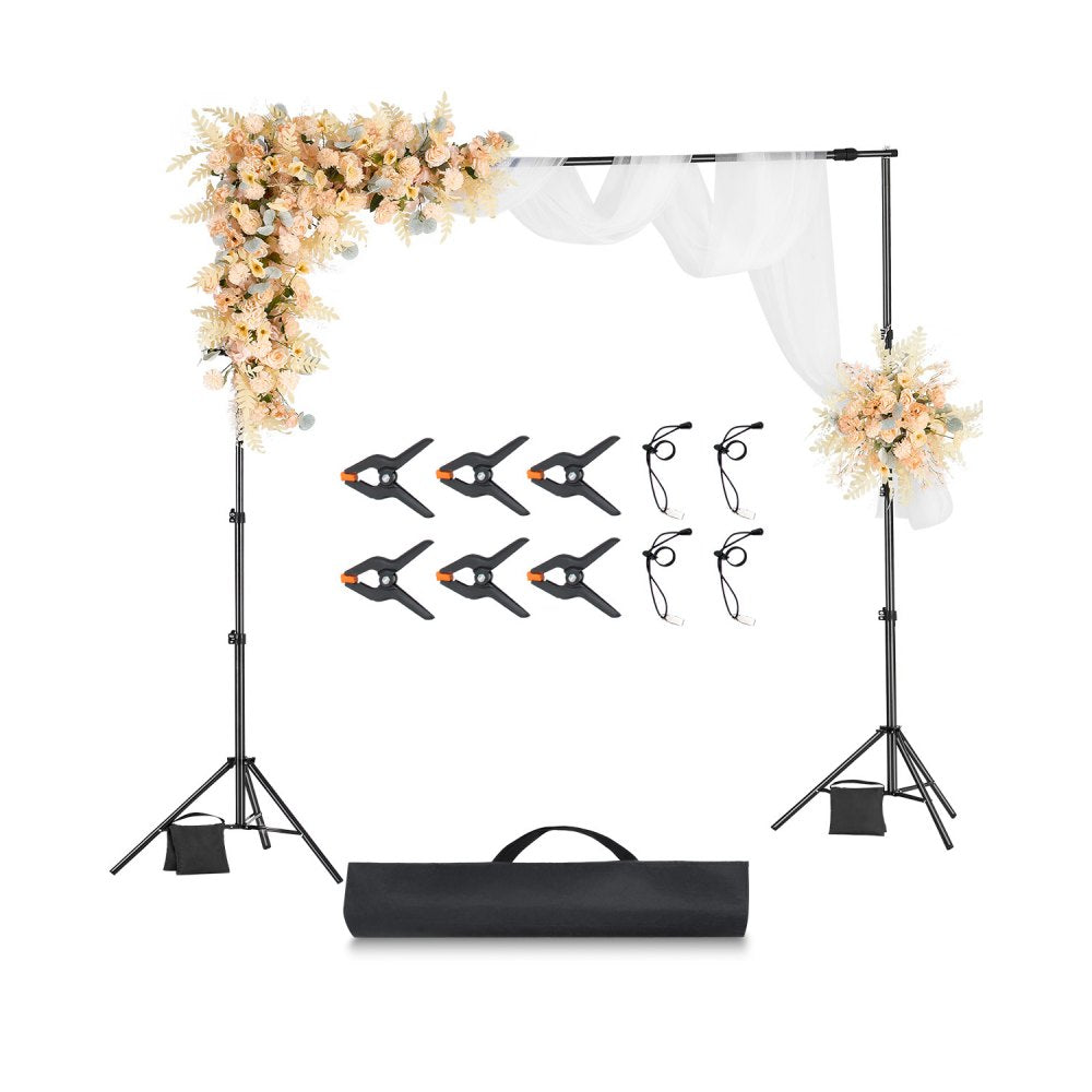 VEVOR Backdrop Stand, 8.5 x 10 ft Adjustable Photo Backdrop Stand Kit, Portable Background Backdrop Stand with 2