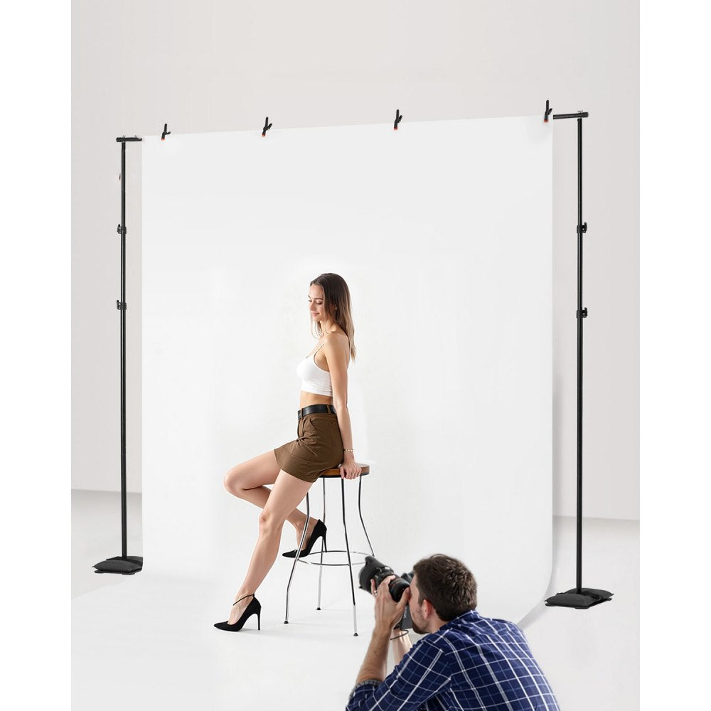 VEVOR Backdrop Stand, 8.5 x 10 ft Adjustable Photo Backdrop Stand Kit, Portable Background Backdrop Stand with 7