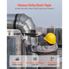 VEVOR Duct Tape, 1.88 in x 35 Yards, 1-Pack, Waterproof and Temperature-Resistant, No Residue Strong Adhesive Heavy
