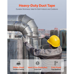 VEVOR 5-Pack Duct Tape, 2 in x 30 Yards, No Residue Strong Adhesive Waterproof Temperature-Resistant Heavy Duty Duct