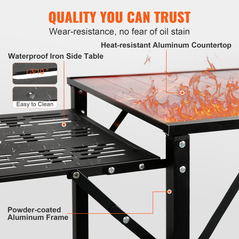 VEVOR Camping Kitchen Table, One-piece Folding Portable Cook Station with A Carrying Bag, Aluminum Camping Table 4 Iron