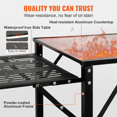VEVOR Camping Kitchen Table, One-piece Folding Portable Cook Station with A Carrying Bag, Aluminum Camping Table 4 Iron