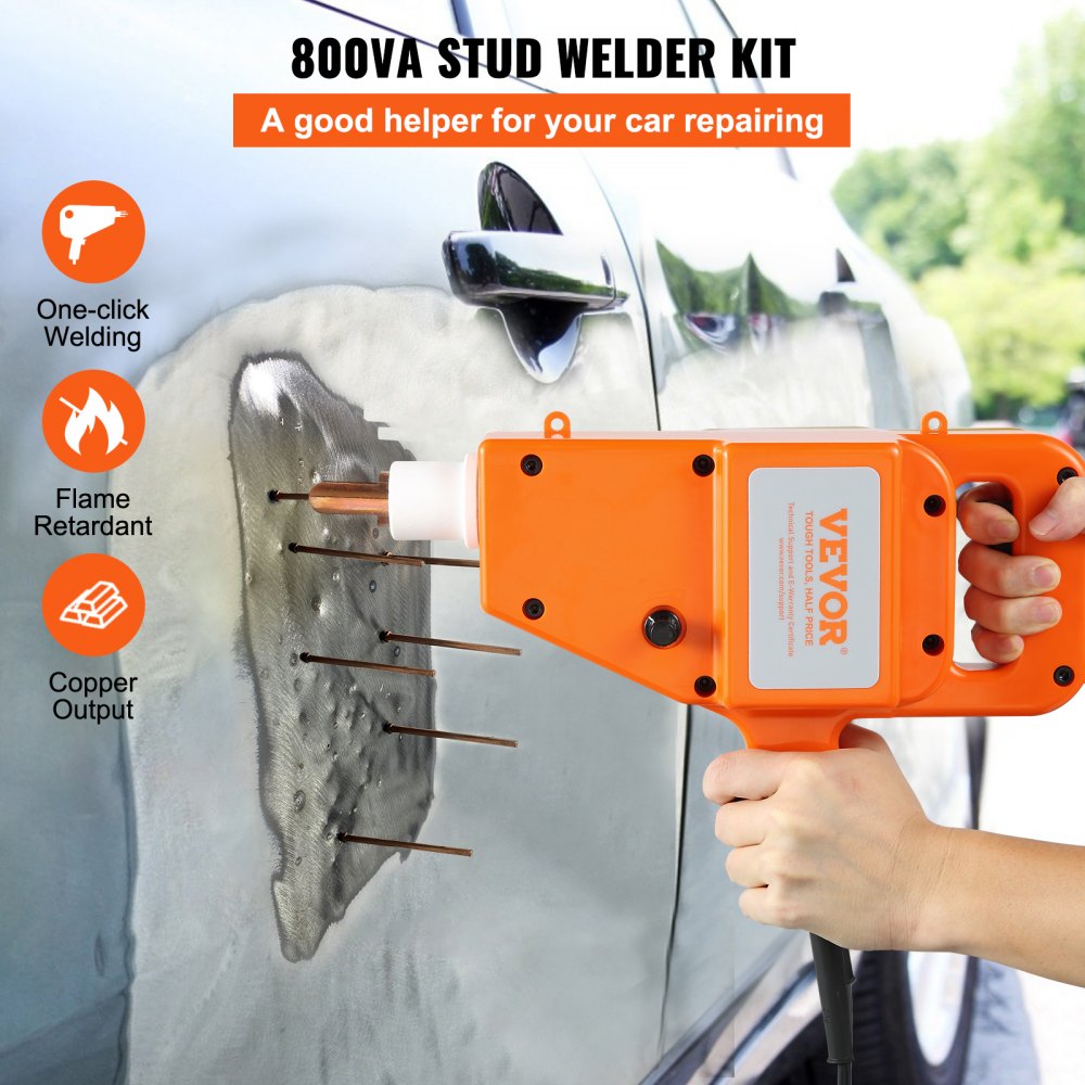 VEVOR Stud Welder Kit, 1600A Stud Welder Dent Repair Kit, 800VA Spot Welder Stud, 110V Welder Stud Kit, Stud Gun Dent