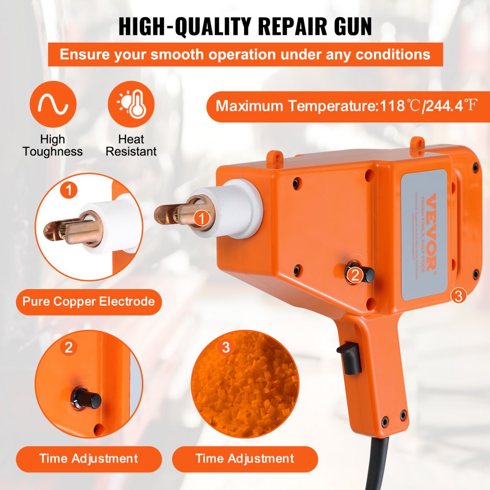 VEVOR Stud Welder Kit, 1600A Stud Welder Dent Repair Kit, 800VA Spot Welder Stud, 110V Welder Stud Kit, Stud Gun Dent