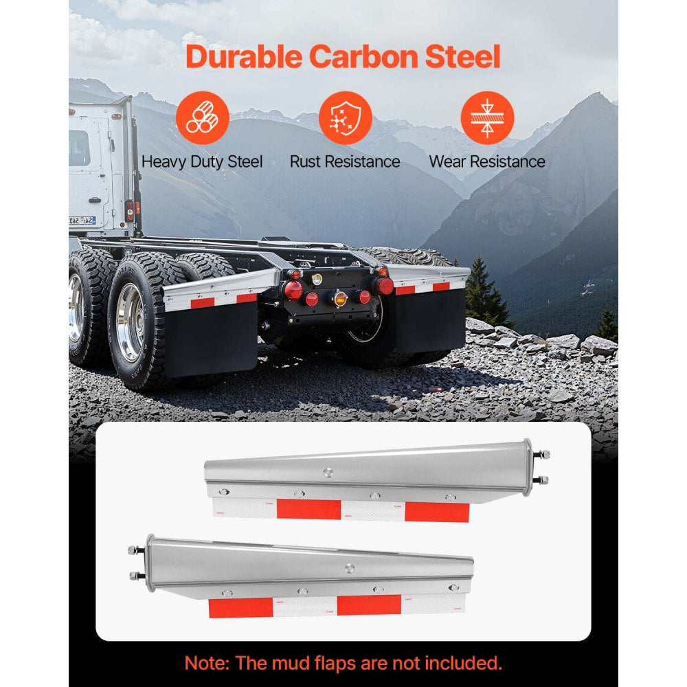VEVOR Chrome Straight Spring Loaded Mud Flap Hangers, 2-1/2" Bolt Spacing Mudflap Hangers for Semi Trucks, 1 Pair Heavy