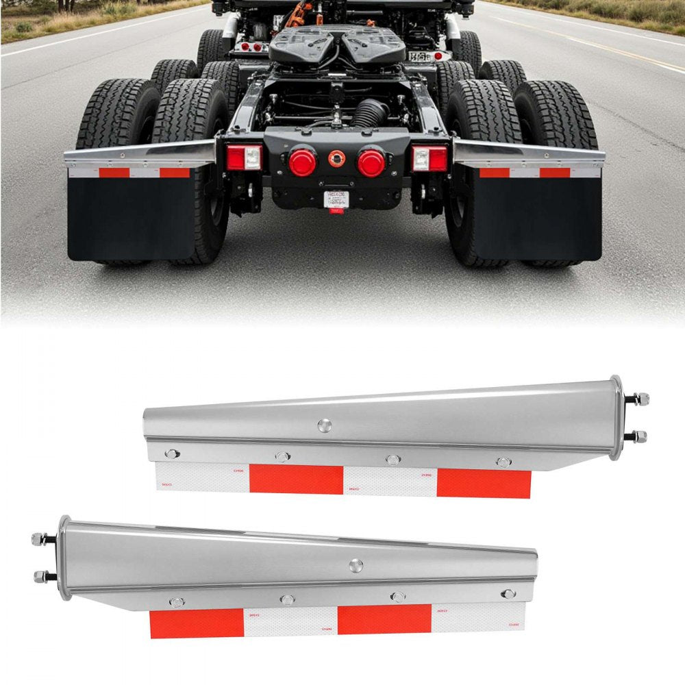 VEVOR Chrome Straight Spring Loaded Mud Flap Hangers, 2-1/2" Bolt Spacing Mudflap Hangers for Semi Trucks, 1 Pair Heavy