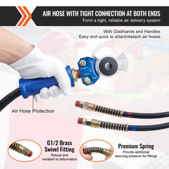 VEVOR 12FT Semi Truck Air Lines Kit with 2PCS Glad Hands, 3-in-1 Air Hoses & 7 Way ABS Electric Power Line, with 2PCS