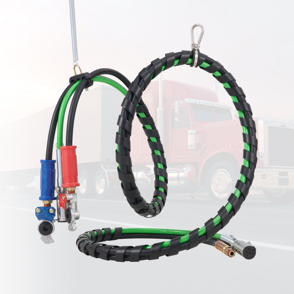 VEVOR 15FT Semi Truck Air Lines Kit with 2PCS Glad Hands, 3-in-1 Air Hoses & 7 Way ABS Electric Power Line, with 2PCS
