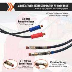 VEVOR 12FT Semi Truck Air Lines Kit, 3-in-1 Air Hoses & ABS Power Line for Semi Truck Trailer Tractor, 7-Way Plug