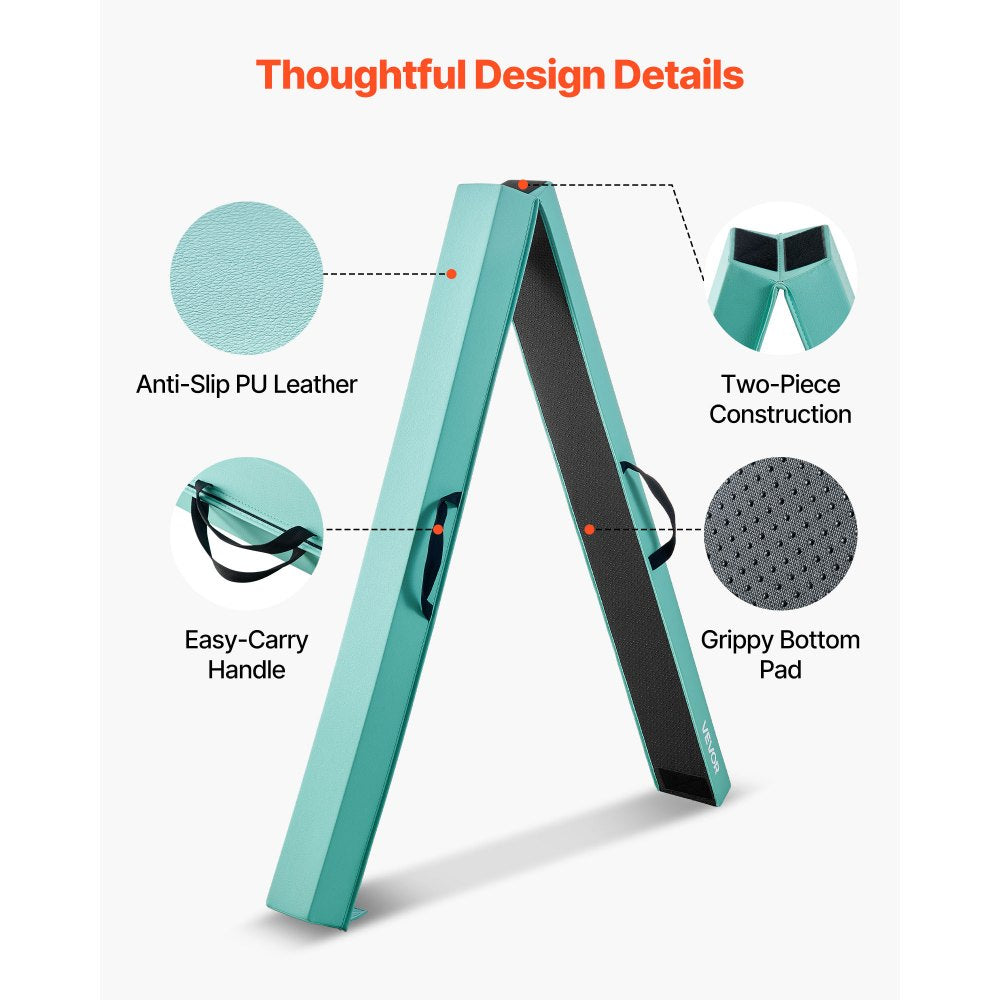VEVOR 8FT Folding Balance Beam for Kids, 200LBS Stable Support Gymnastics Floor Beam with Non-Slip Mats, Gymnastics