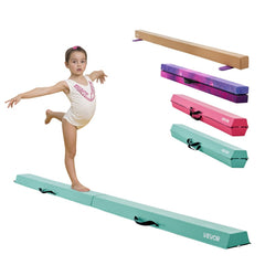VEVOR 8FT Folding Balance Beam for Kids, 200LBS Stable Support Gymnastics Floor Beam with Non-Slip Mats, Gymnastics