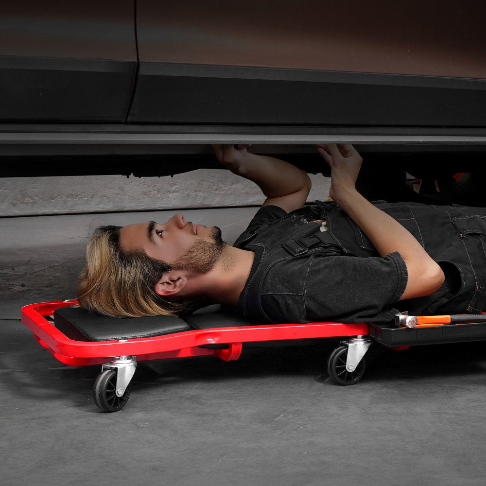 VEVOR Mechanic Garage Creeper, 44-Inch, 300 lbs Capacity Automotive Rolling Creeper with 6 Casters Adjustable Cushioned