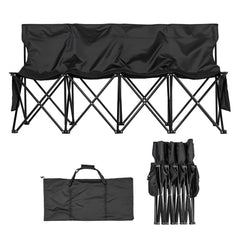 VEVOR Portable Folding Bench, 4 Seat Foldable Soccer Bench with Side Pockets and Carrying Bag, Lightweight Sideline