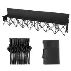 VEVOR Portable Folding Bench, 8 Seat Foldable Soccer Bench with Side Pockets and Carrying Bag, Lightweight Sideline