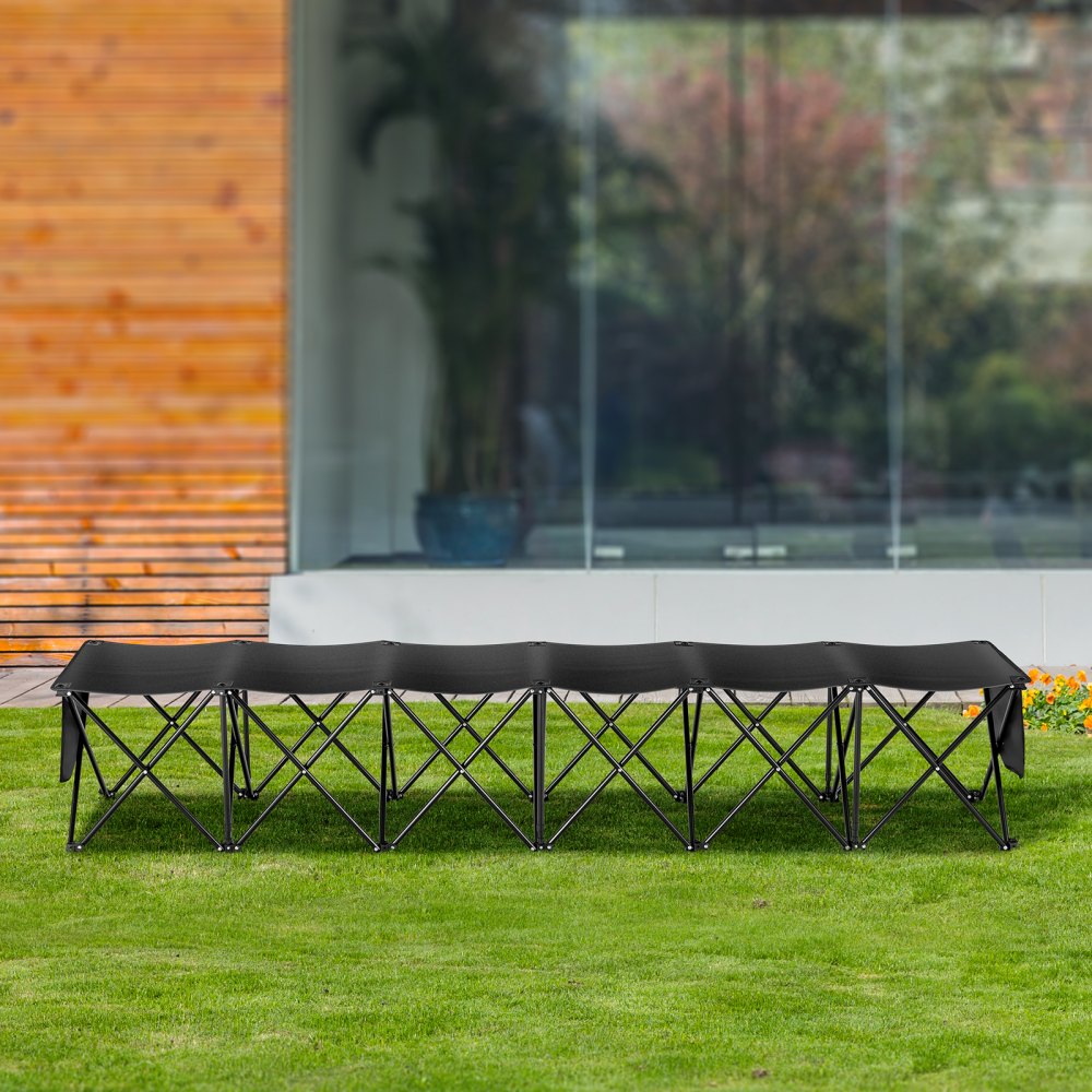 VEVOR Portable Folding Bench, 6 Seat Foldable Soccer Bench with Side Pockets and Carrying Bag, Lightweight 600D Oxford