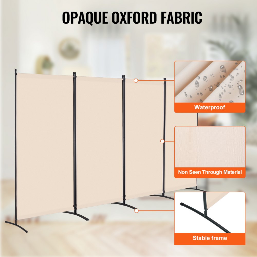 VEVOR Room Divider, 4 Panel Room Divider, Folding Privacy Screen and Portable Partition Divider for Room Separation